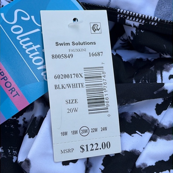 SWIM SOLUTIONS Tummy Control Triple Tier Fauxkini, Created For Macy's -Size 20W - Picture 6 of 11